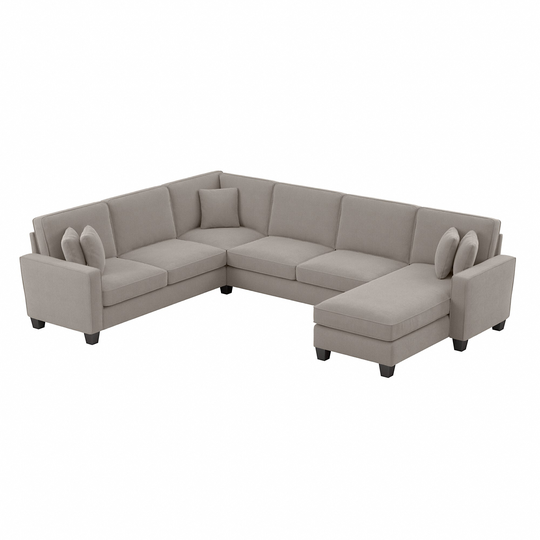 Bush Furniture Stockton Modern Beige Herringbone Fabric Polyester/Blend Sectional in Brown | SNY127SBGH-03K