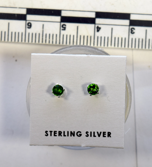 Chrome Diopside Round Cut Natural 3mm Stud Earrings