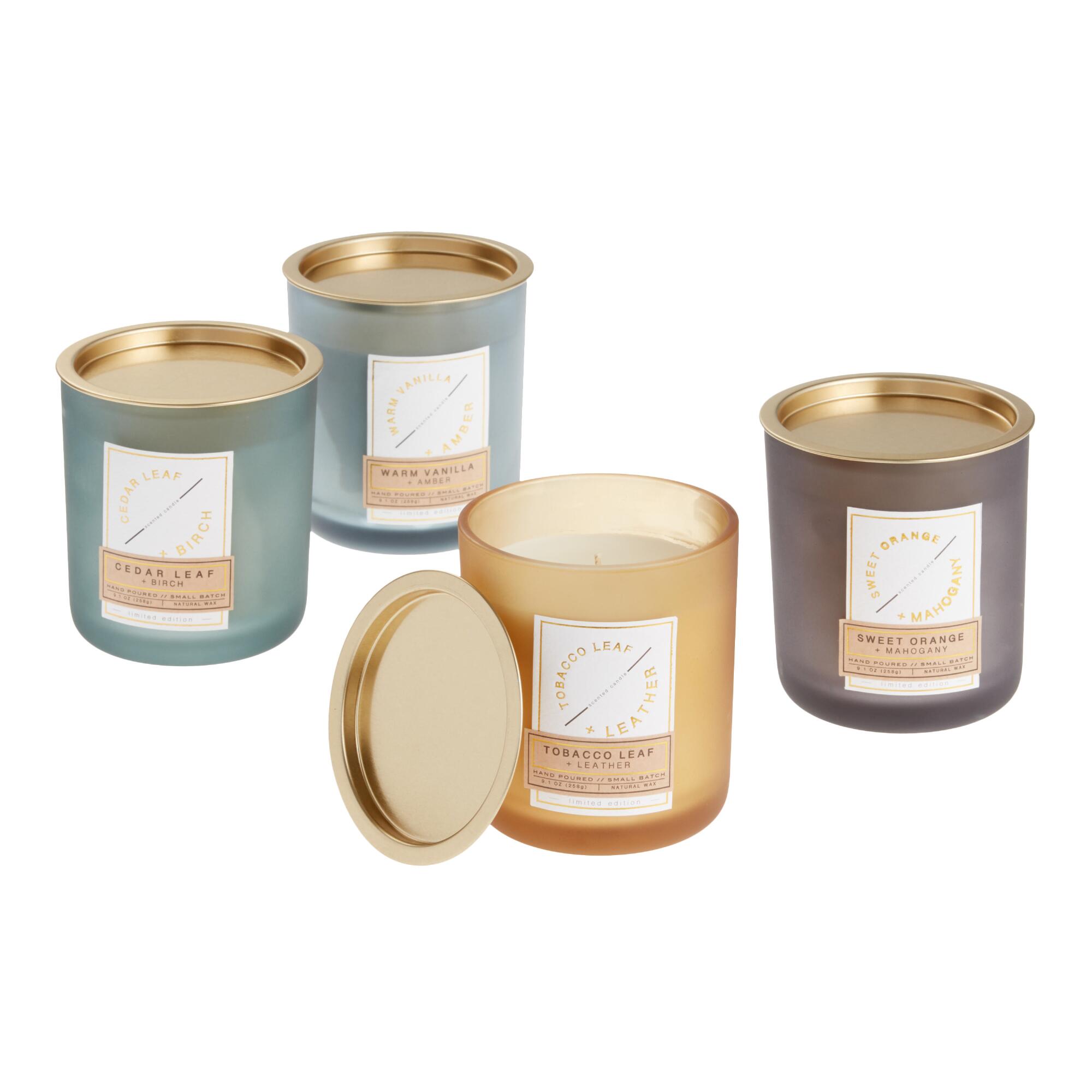Frosted Glass with Gold Lid Filled Jar Candle Collection by World Market