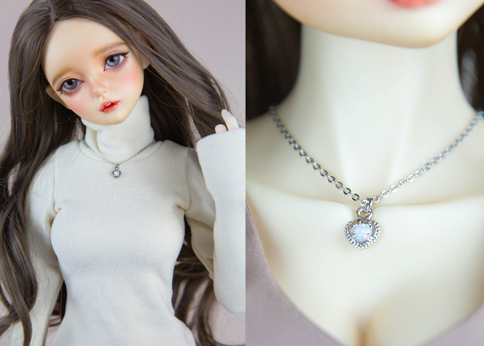 Bjd Clothes1/3 Doll Accessories Opal Heart Necklace For Sd13~16Girl