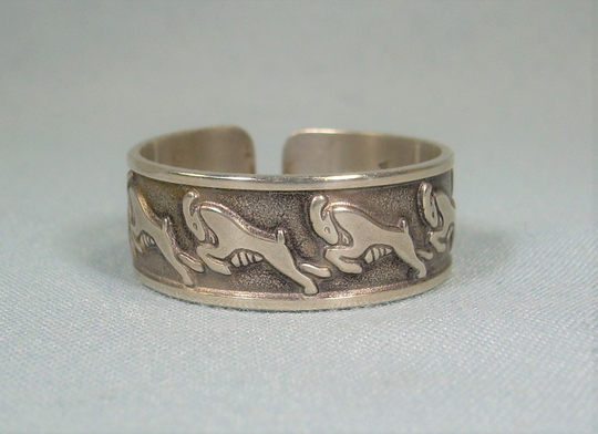 sterling Aries The Ram Band Ring Adjustable Size-Vintage 925 Silver-Zodiac Horoscope-March April Birthdays Birth Sign-Fire Element-Cosmic
