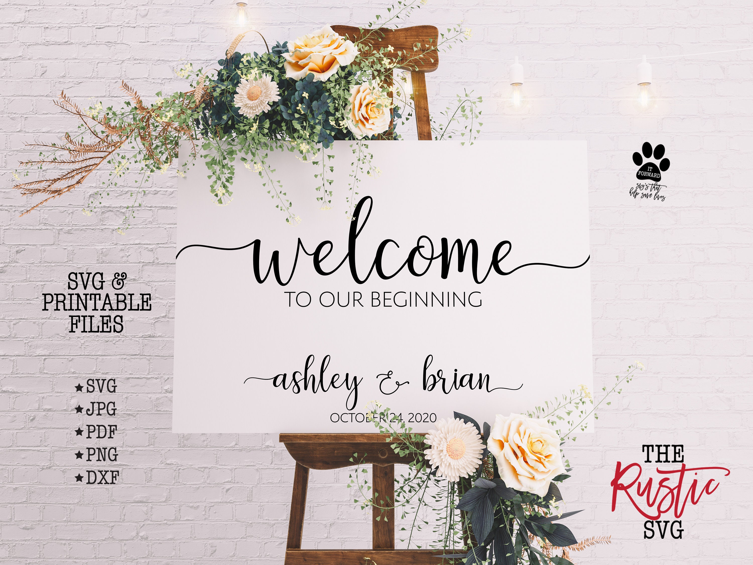 Printable Wedding Welcome Sign, To Our Beginning, Personalized Svg, Jpg, 005