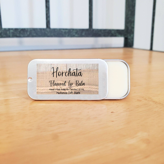 Horchata Flavored Beeswax Natural Lip Balm in Metal Tin Gloss Moisturizing Organic Hydrating Butter Gift For Her Care