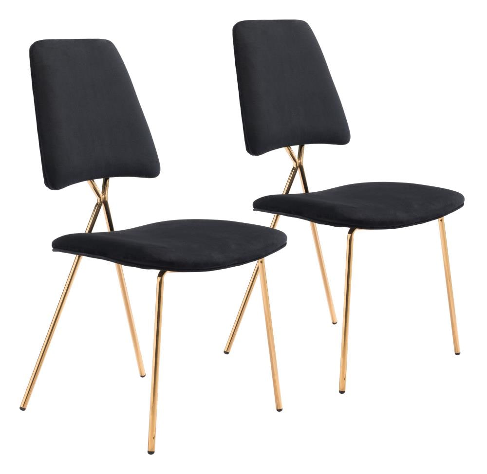 Zuo Modern Set of 2 Chloe Contemporary/Modern Polyester/Polyester Blend Upholstered Dining Side Chair (Metal Frame) in Black | 101464