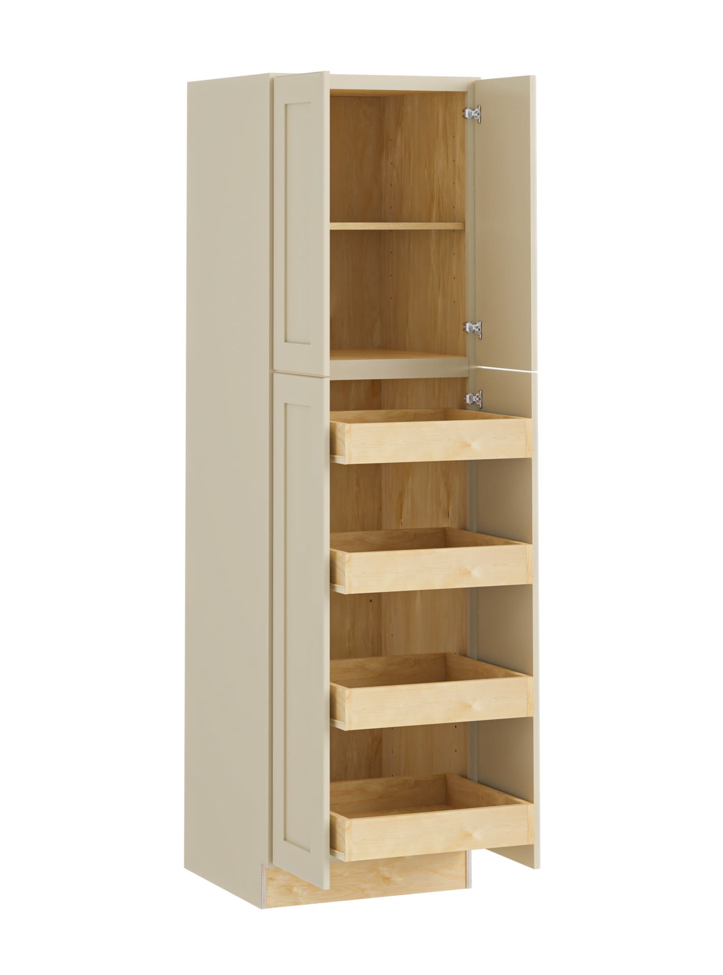 Luxxe Cabinetry 24-in W x 84-in H x 24-in D Norfolk Blended Cream Painted Door Pantry Fully Assembled Semi-custom Cabinet in Off-White
