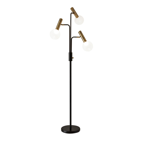 Black And Brass Metal 3 Light Adjustable Sinclair Floor Lamp by World Market