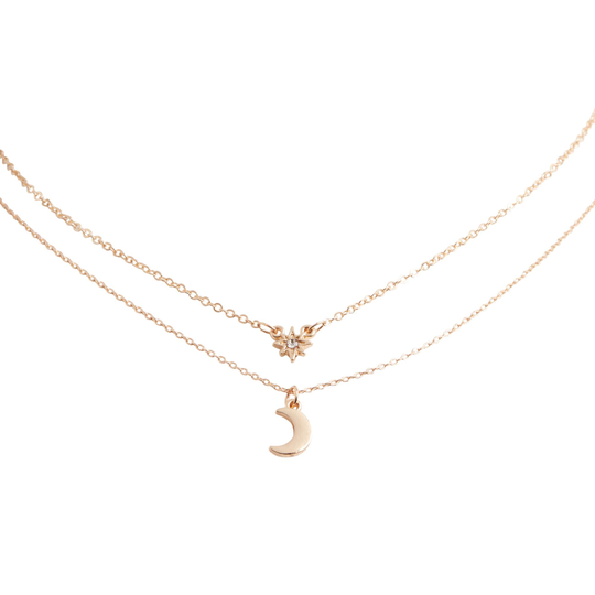 Gold Sun And Moon Charm Necklaces 2 Pack by World Market