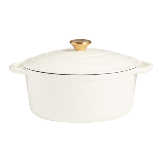 5 Quart Round Ivory Enamel Cast Iron Dutch Oven: White by World Market