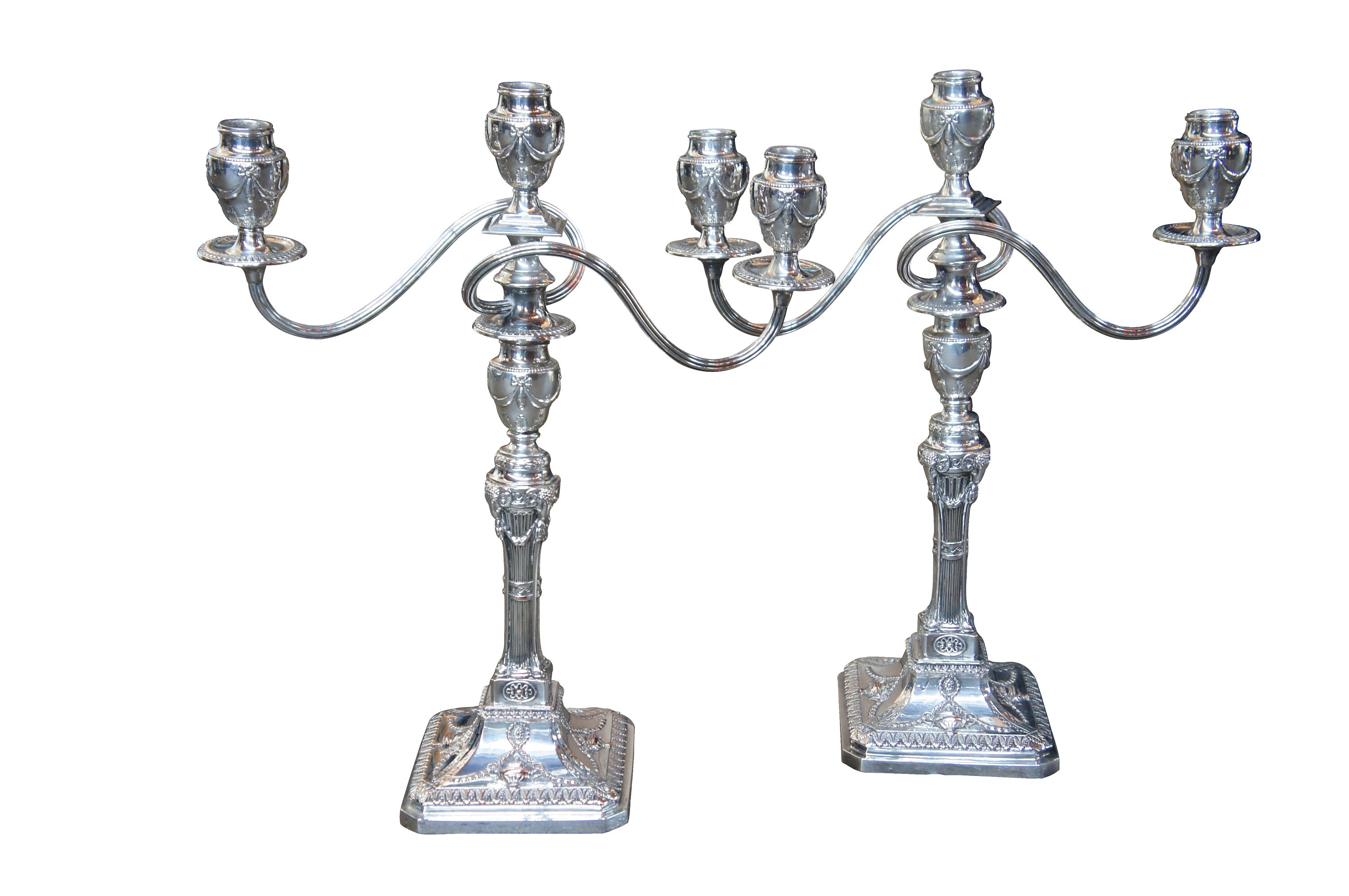 Antique Georgian Silverplate Candelabras English Candlesticks Rams Head Ms Rau
