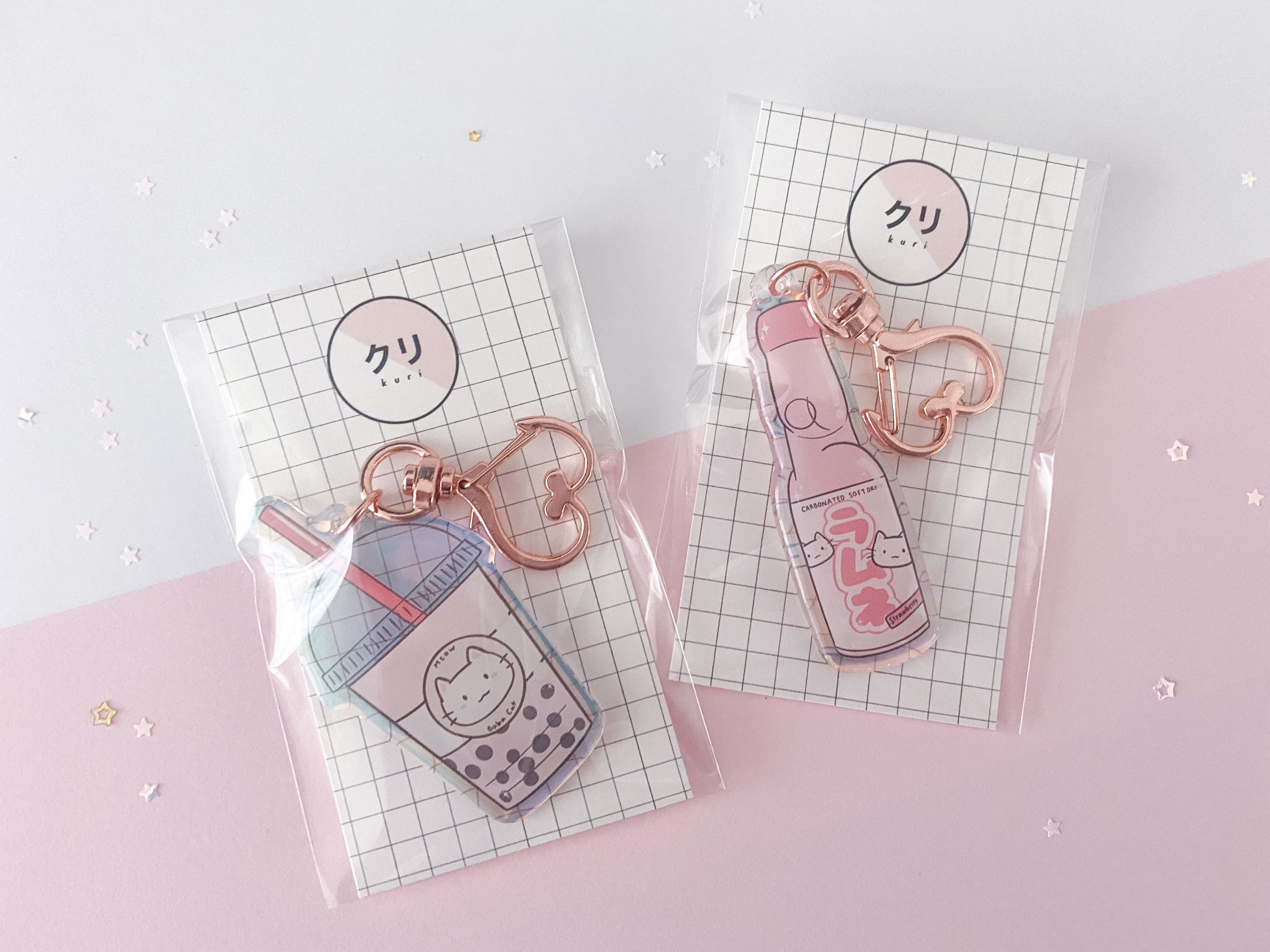 Ramune & Boba Rainbow Acrylic Keychain