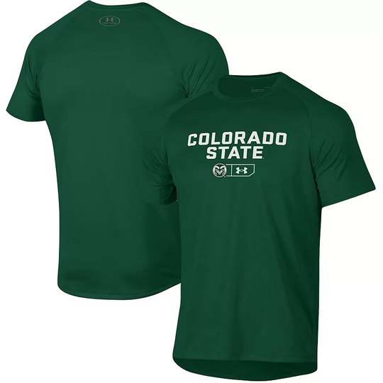Men's Under Armour Green Colorado State Rams Lockup Tech Raglan T-Shirt, Size: Small