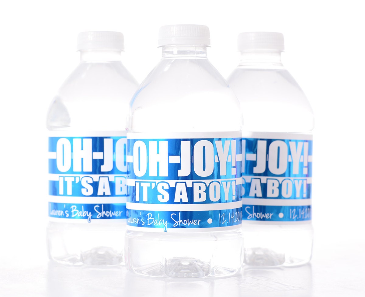Metallic Foil It's A Boy Baby Shower Water Bottle Labels - Metallic Stickers Shiny Personalized