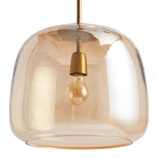 Amber Glass Cyra Pendant Lamp: Metallic/Orange/Yellow/Gold by World Market
