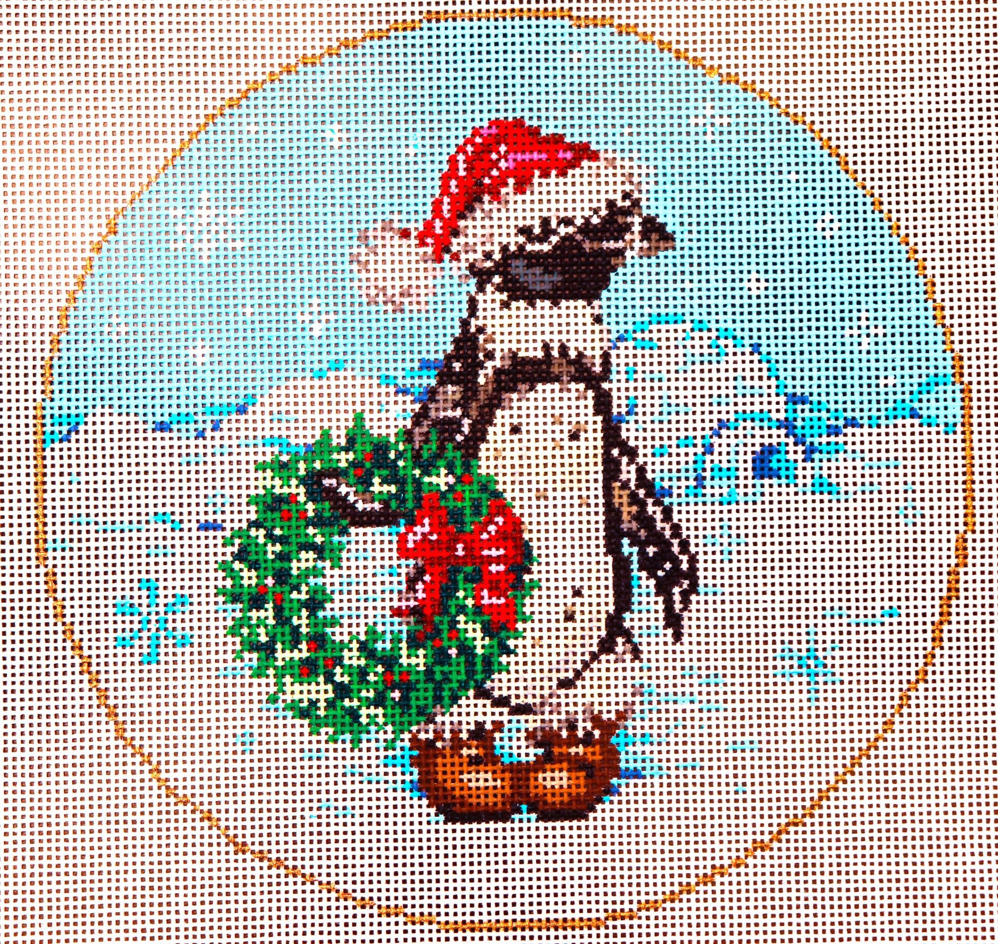 Needlepoint Handpainted Christmas Sandra Gilmore Snow Home 6.25 -Free Us Shipping