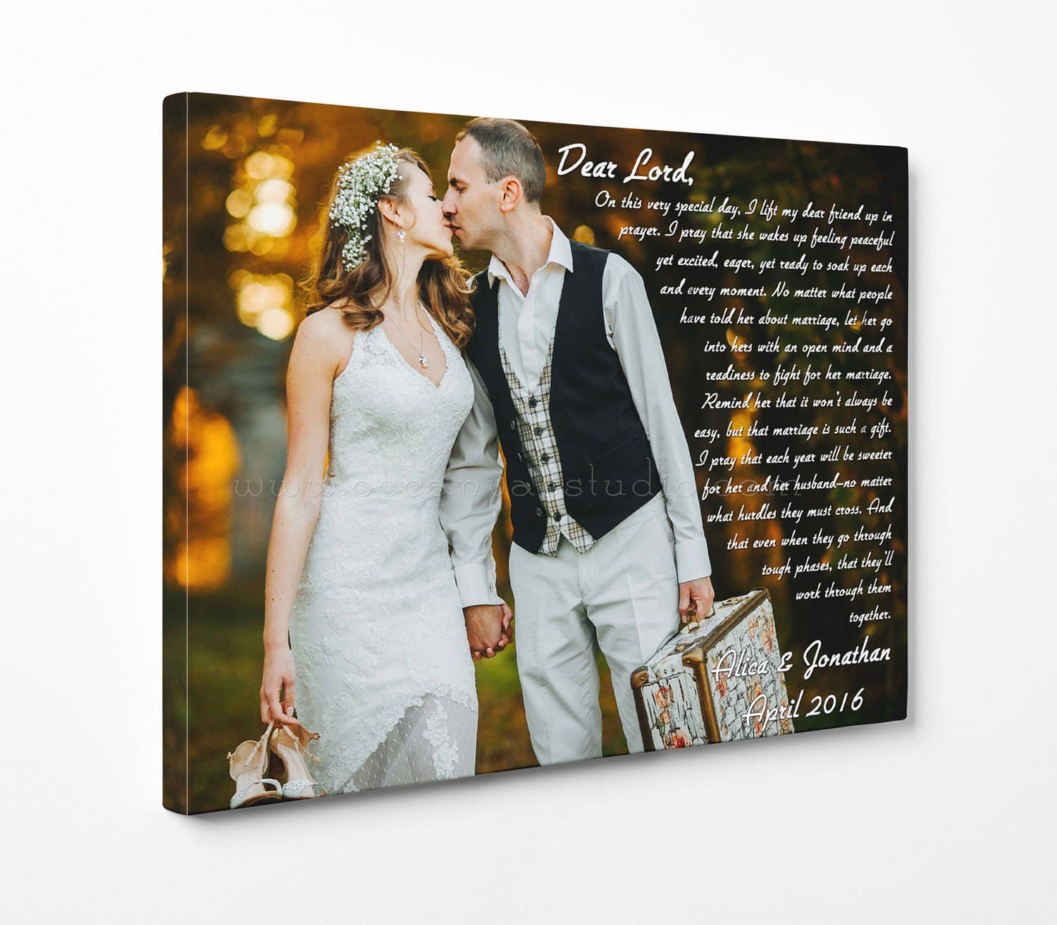 Custom Wedding Photo, Canvas Print Photo, Photo With Words, Lyrics, Wedding Vows, Custom Canvas, Photography, Art