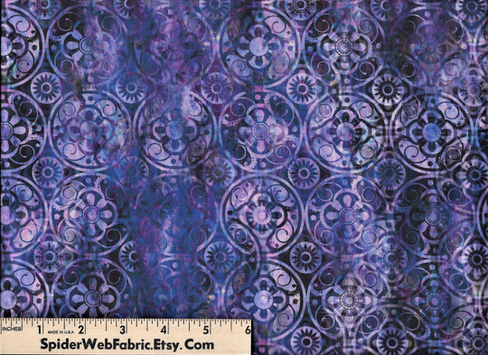 Gears - Floragraphix V Fabric Deep Purples To Light Lavenders Multi Color Purple Blender -100% Cotton, Quilt Shop Quality