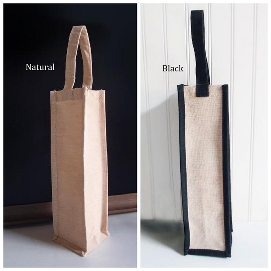 Reusable Jute Blend Wine Tote Bag With Handle 4" X 14" Free Shipping