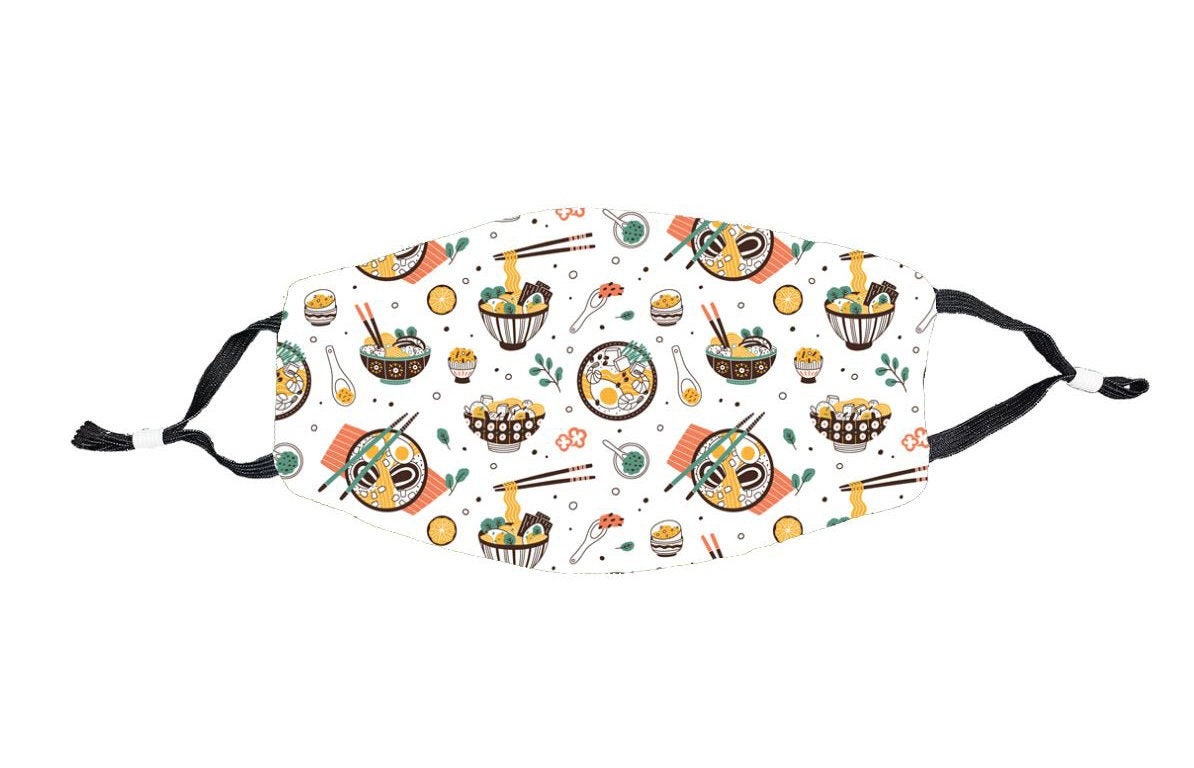 Ramen Mask With Filter Included, Washable Mask, Noodle Face Foodie Japan Cute Masks, Fast Shipping
