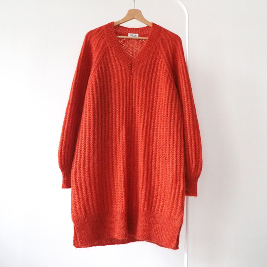 Baum Und Pferdgarten Mohair Blend Sweater Dress Tunic Wool Natural Knitwear Hygge Jumper Boho Rib Oversize Scandinavian Designer L | P34