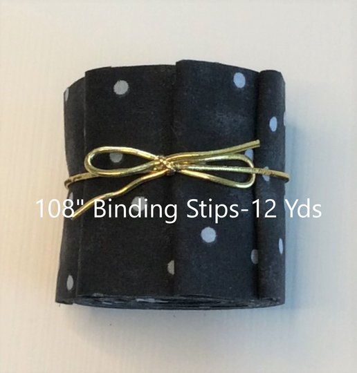 108" Quilt Binding - 12 Yards Black Blender Dot 2-1/2 Inch Wide Strips 4 Unfolded
