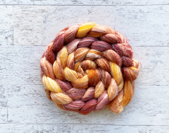 Hand Dyed Wool Roving, Merino/Bamboo/Silk Blend - #129
