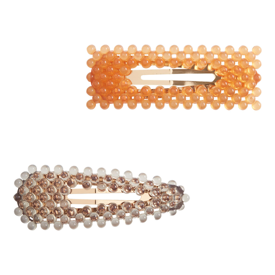 Gray and Orange Dotty Textured Hair Clips 2 Pack by World Market