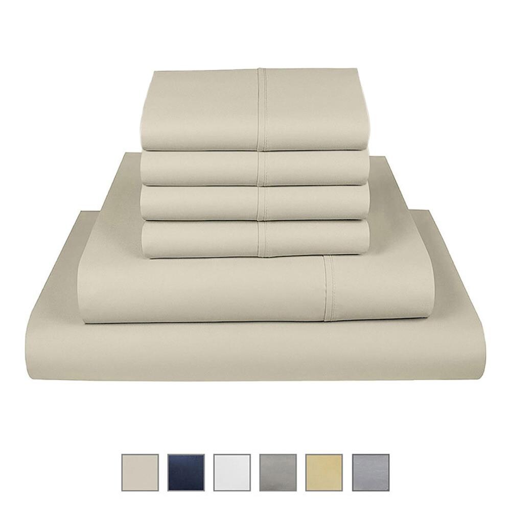 Fisher West New York fwny King Cotton Polyester Blend 4-Piece Bed Sheet in Off-White | 810018901578