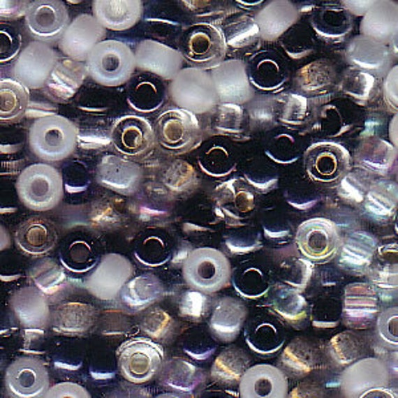 Miyuki Apparition Blend, Size 8 Seed Bead Mix in Silver, Black & Gray Tones, Mix, 5 Inch Tubes, 22 Grams