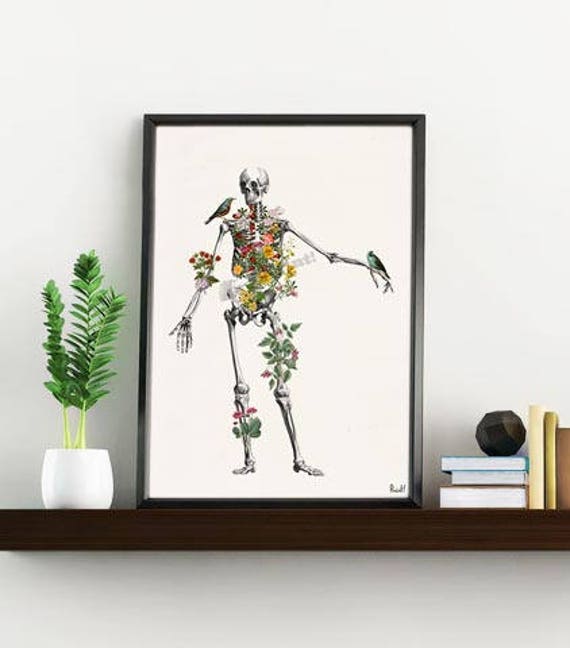 Wall Art Print Human Skeleton Full Of Naure Wall Decor Ska142Wa4