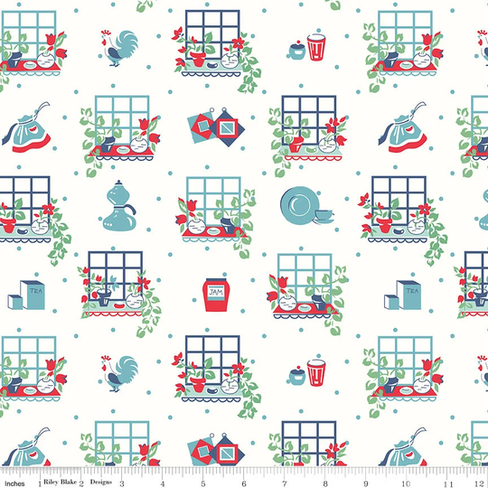 Kitchen Window - Cook Book Fabric Collection By Lori Holt For Riley Blake Designs C11756 Cottage 1/2 Yard