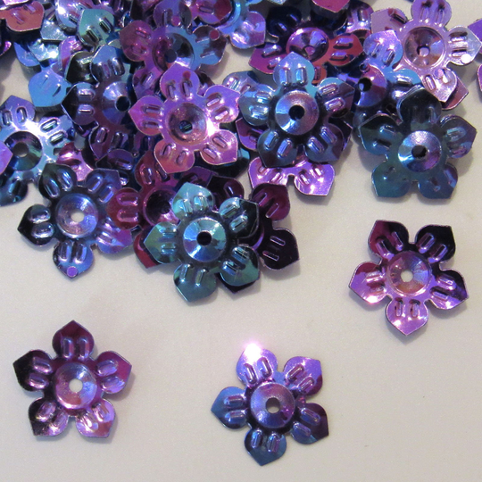 Flowers 5 Petal Sequins Party Purple | Mixed 7mm Cupped Loose ~150 Pieces