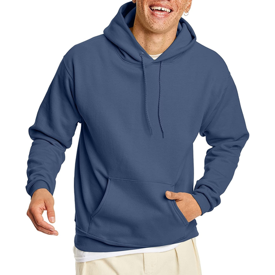 Hanes Men's Sweatshirt, EcoSmart Fleece Hoodie, Cotton-Blend Fleece Hooded Sweatshirt, Plush Fleece Pullover Hoodie - denim blue, medium