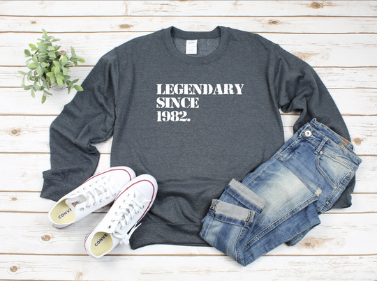 Legendary Since 1982 Heavy Blend Crewneck Sweatshirt, 40Th Birthday Sweater, Fall Gift For 40Th, Her