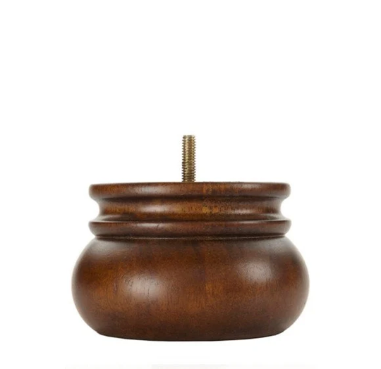 3 Inch Tall Solid Wood Furniture Leg Brown Walnut Finish Bun Foot | Set Of 4