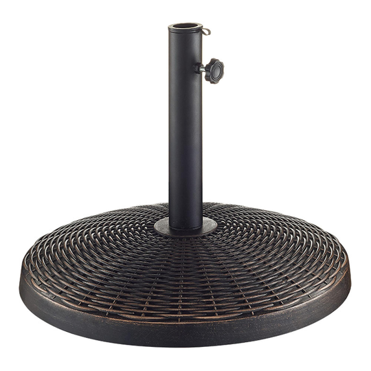 Round Antique Bronze Wicker Weave Patio Umbrella Stand: Metallic by World Market