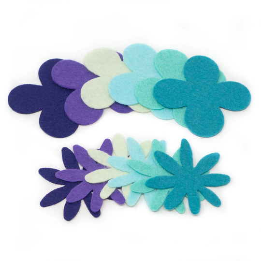 24 Julia Wool Blend Felt Die Cut Applique Flowers - Song Bird Colors