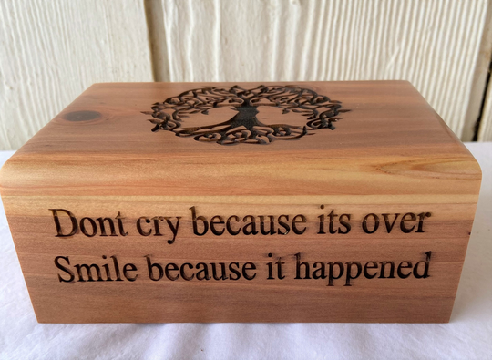 Sold Wood Medium Pet Cremation Urn Engrvaed Tree Of Life