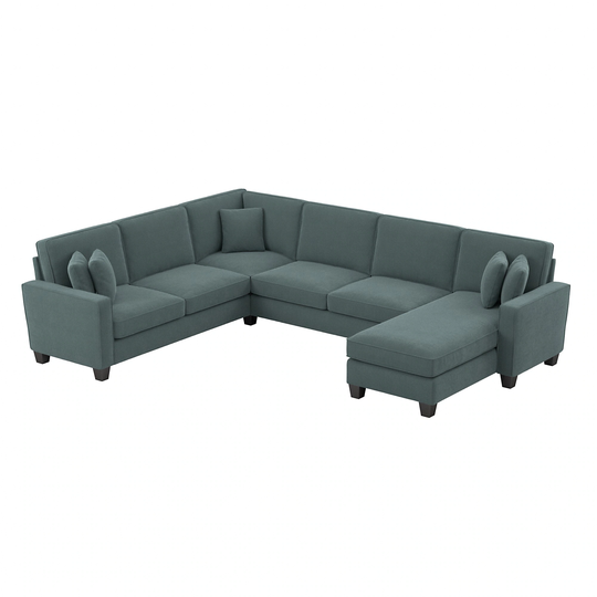 Bush Furniture Stockton Modern Turkish Blue Herringbone Fabric Polyester/Blend Sectional | SNY127STBH-03K