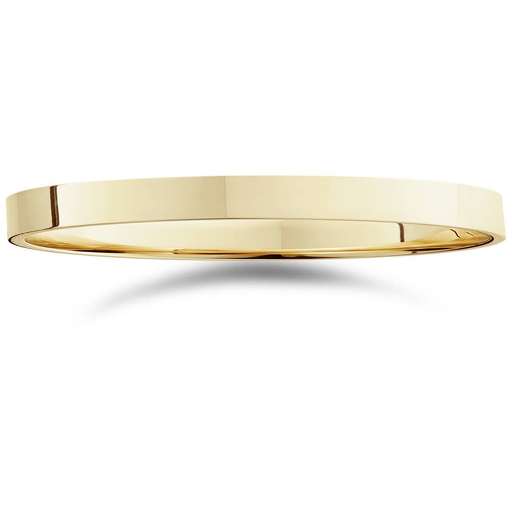 2mm Flat 14K Yellow Gold Wedding Band Ring, Polished Free Laser Engraving, Comfort Ring. Engagement