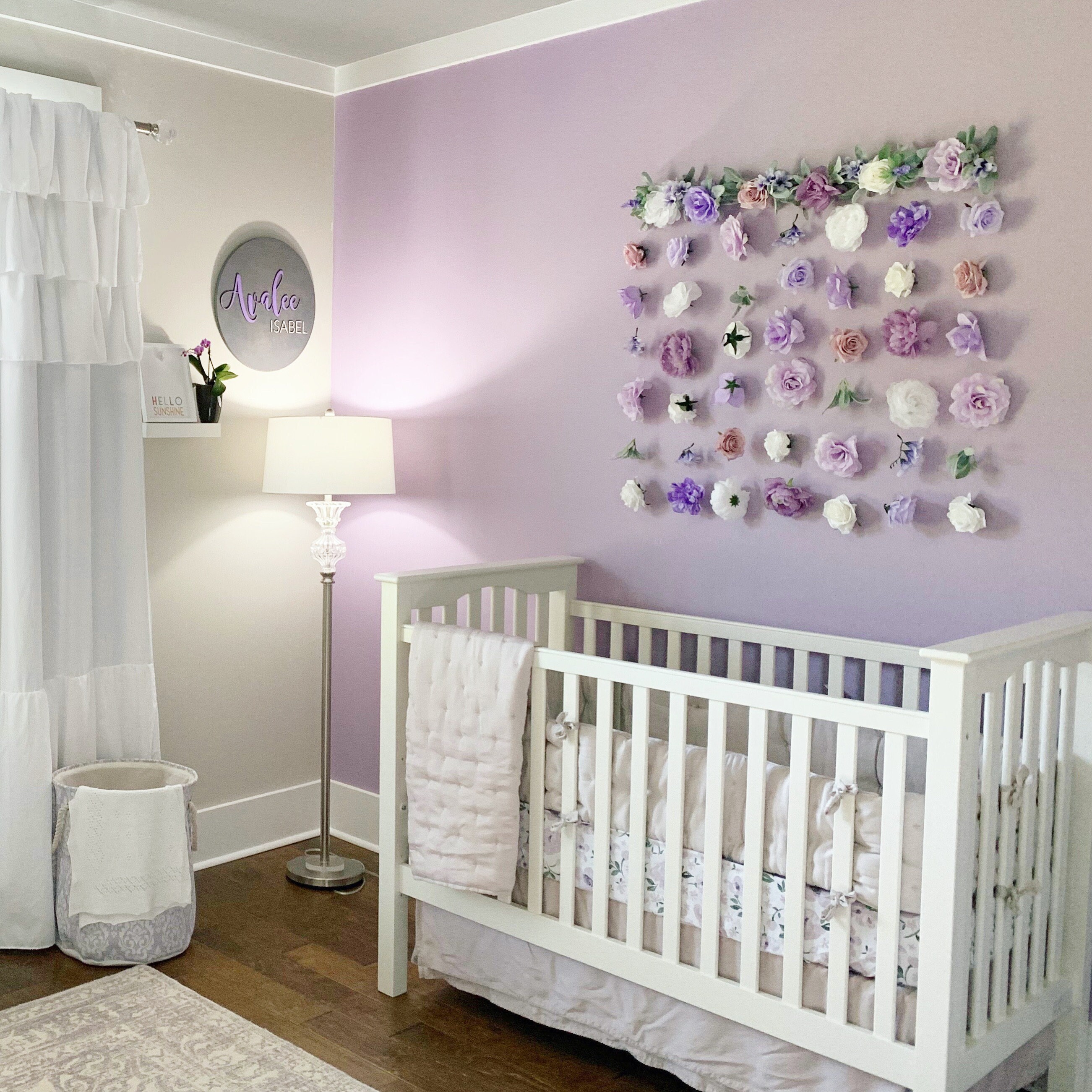 Lavender Girl Room Decor Nursery Floral Wall Hanging Floating Flower Peony Rose