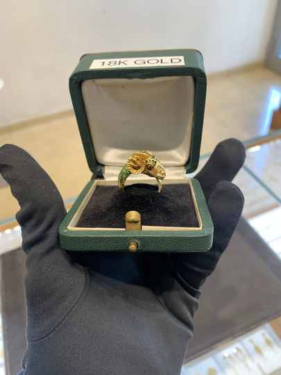 Antique 18K Gold Ram Head Ring