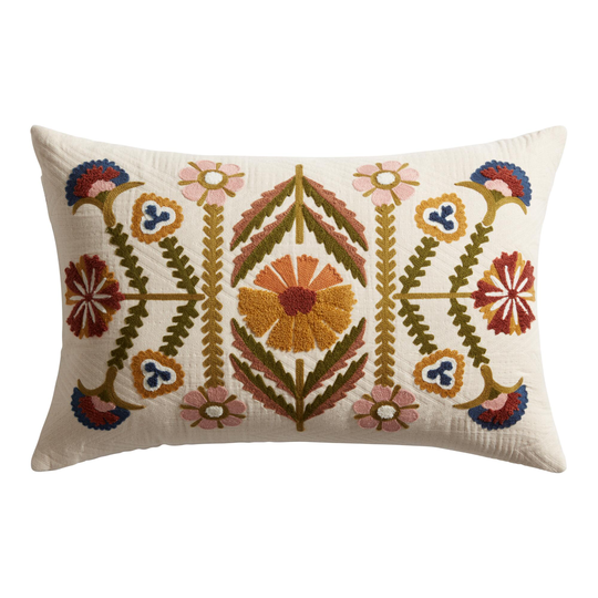 Embroidered Autumn Floral Lumbar Pillow by World Market