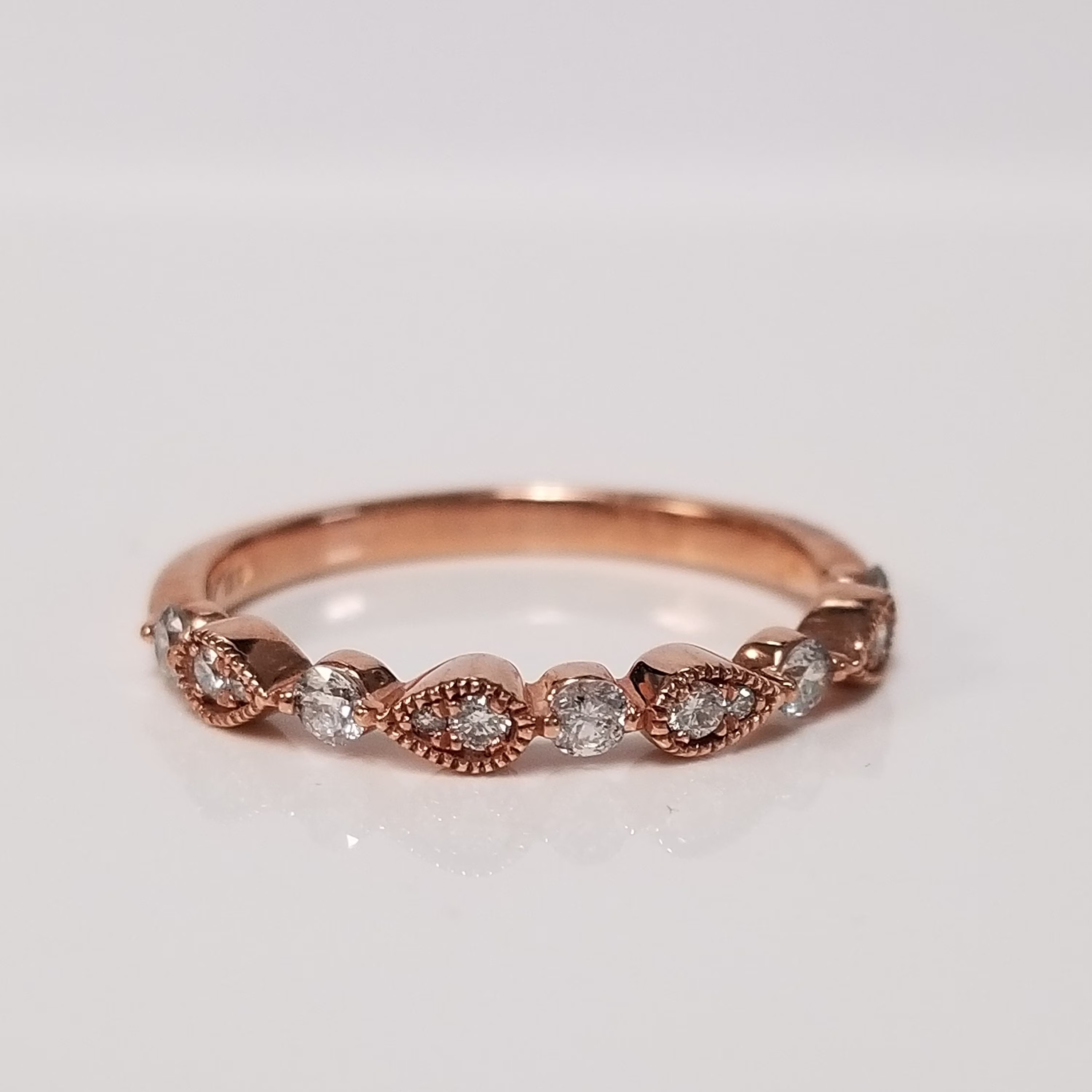 Sale Size 7 Estate 10K Rose Gold 2.5mm .30Ct Diamond Band Ring Wedding Stack Bc30-01