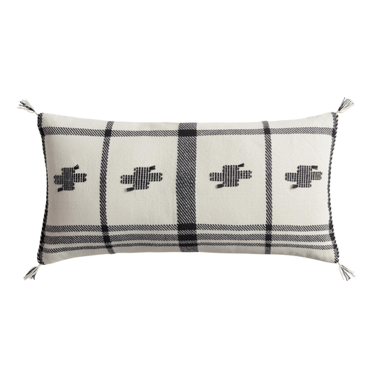 Black and Ivory Embroidered Cross Lumbar Pillow by World Market