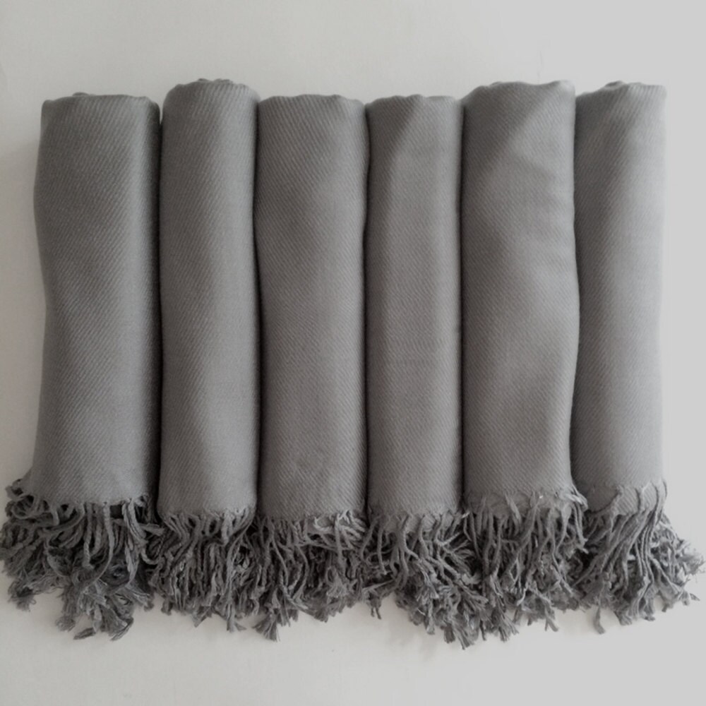 Pashmina Shawl in Dolphin Grey - Bridesmaid Gift, Wedding Favor Monogrammable Sorority