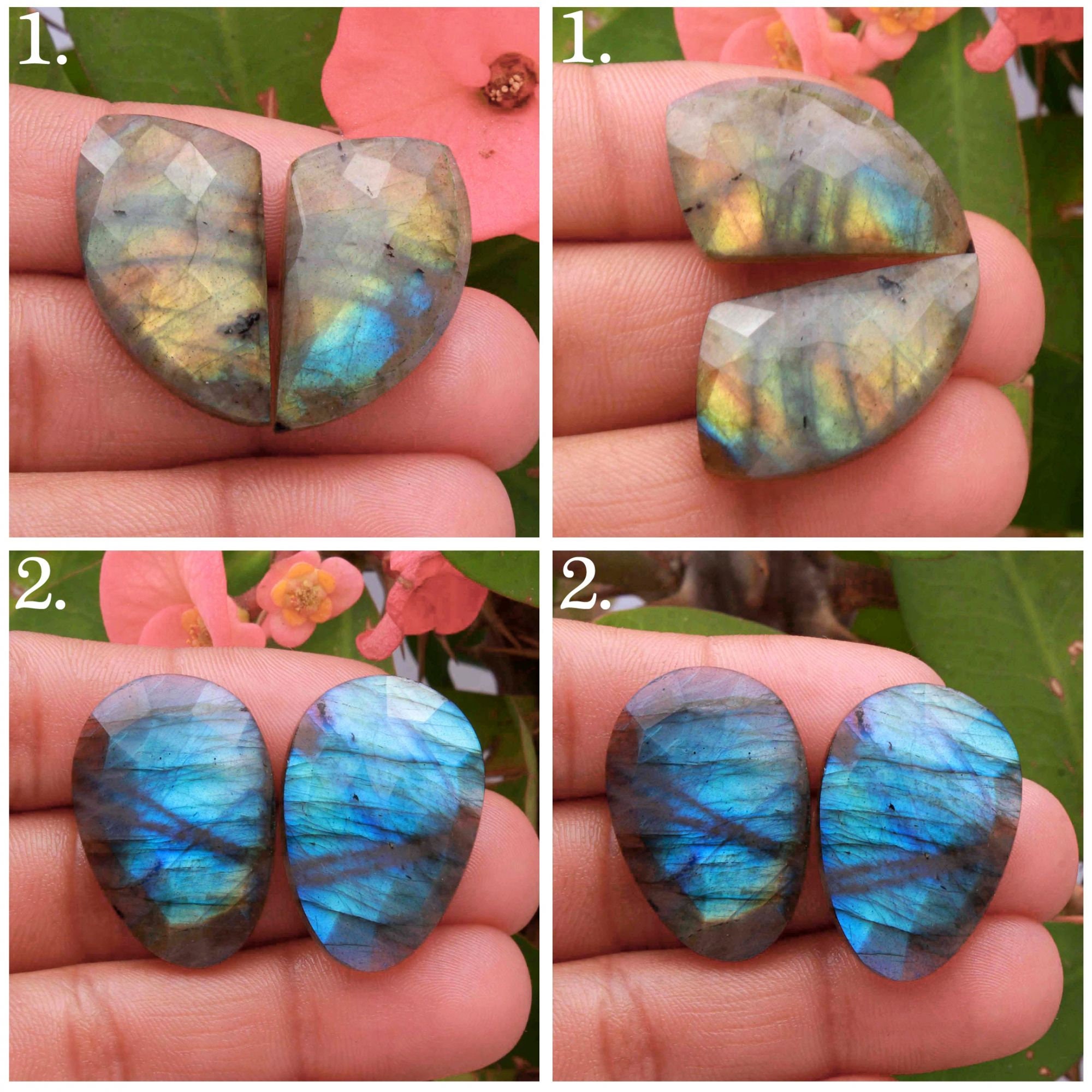Faceted Labradorite Pairs Gemstone, Natural Labradorite, Earring Pairs, Loose Fire Findings