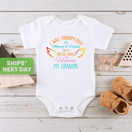 I Was Handpicked For My Mommy & Daddy By A Special Angel in Heaven Grandpa Onesie®, Is An Angel, Grandchild Onesie®