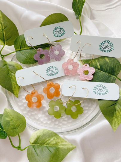 Spring Flower Hoops | Wire Hoop Earrings