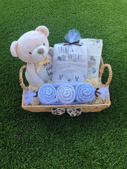 New Organic Neutral Gift Basket, Baby Gift, Large Shower Welcome Baby, Burp Cloth Onesies
