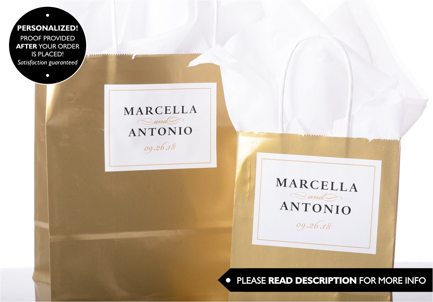Custom Wedding Stickers - Welcome Bag Box Thank You Formal Labels #wdib-290